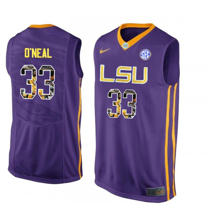 Male Shaquille O'Neal LSU Tigers Purple NCAA Player Pictorial Tank Top Basketball Jersey