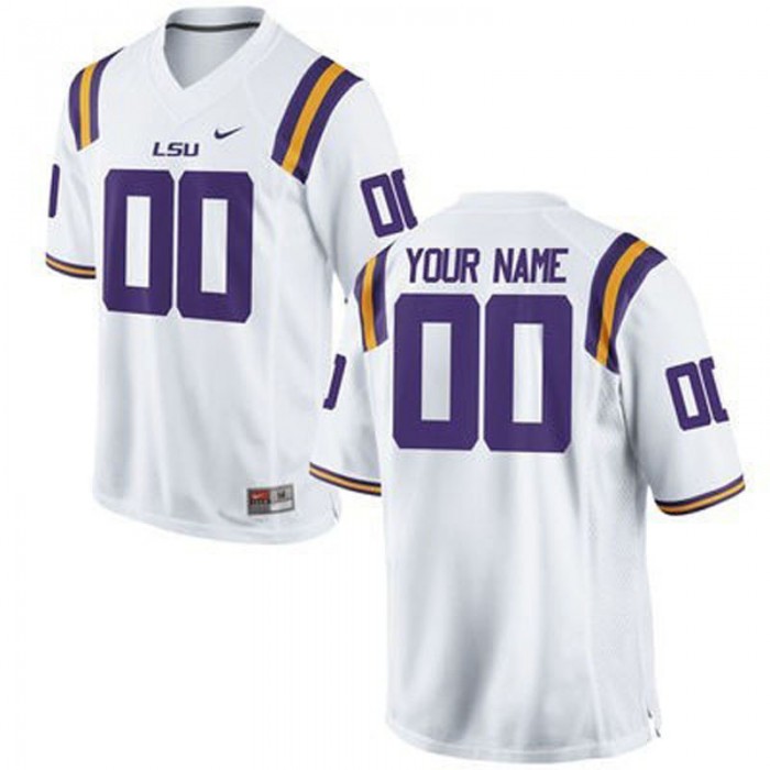 LSU Tigers White Customized Football For Men Jersey