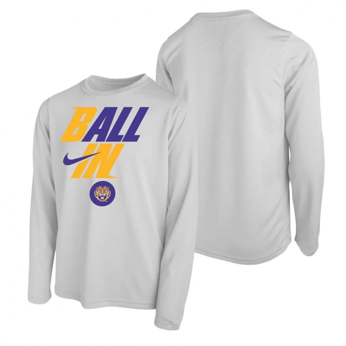 LSU Tigers Nike Youth Ball In Bench Long Sleeve T-Shirt White