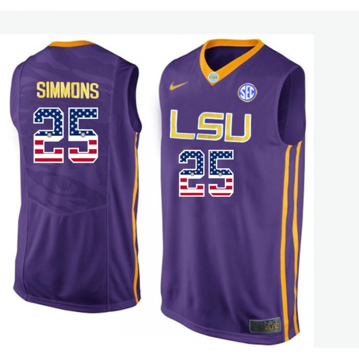 Male Ben Simmons LSU Tigers Purple College Basketball Elite US Flag Jersey