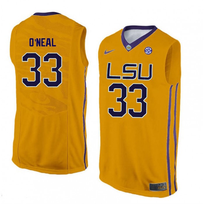 Male Shaquille O'Neal LSU Tigers Gold NCAA High-School Basketball NBA Player Jersey