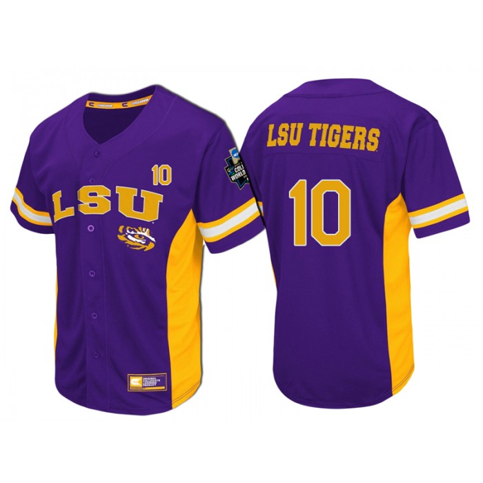 #10 Male LSU Tigers Purple NCAA 2017 For Men World Series Baseball Jersey