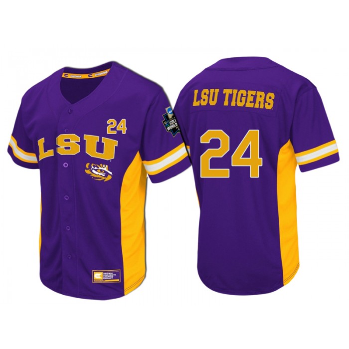#24 Male LSU Tigers Purple NCAA 2017 For Men World Series Baseball Jersey