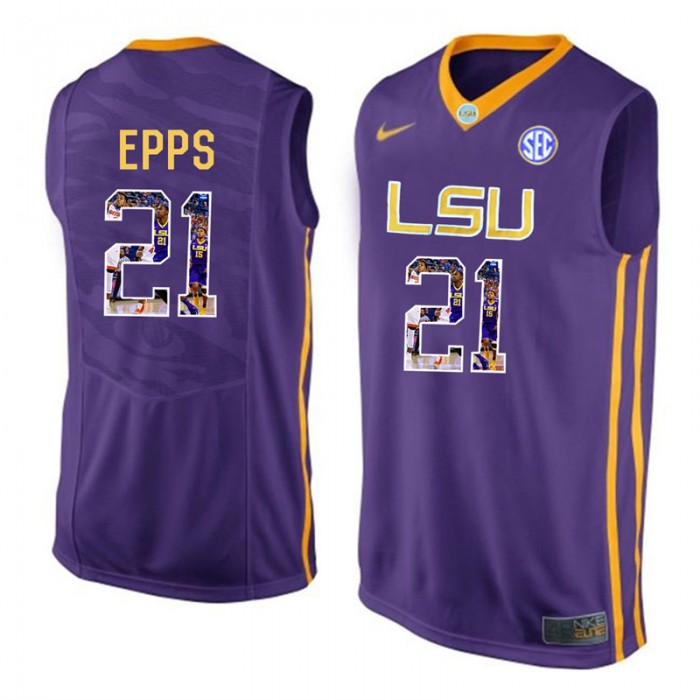 Male Aaron Epps LSU Tigers Purple NCAA Player Pictorial Tank Top Basketball Jersey