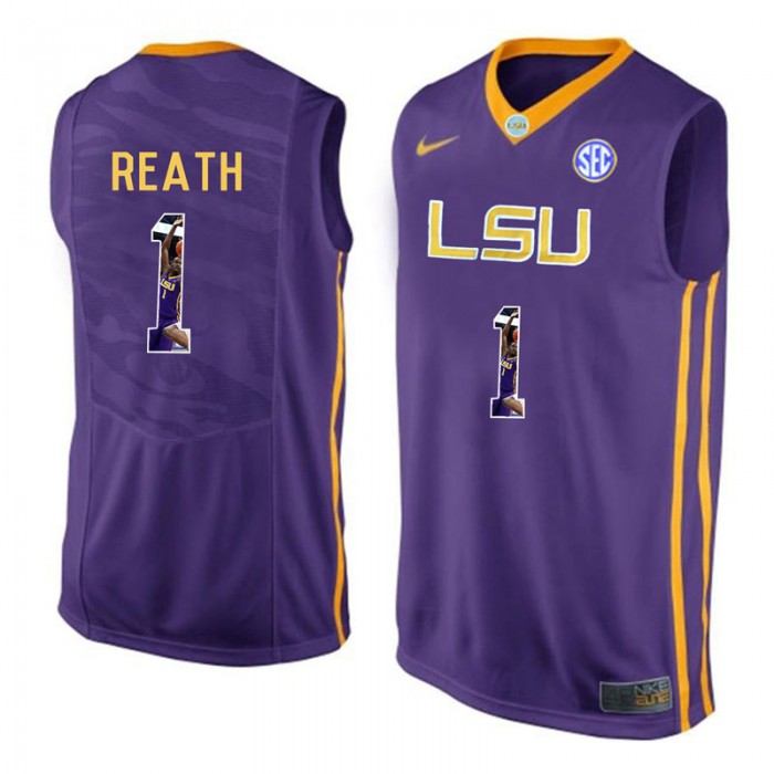 Male Duop Reath LSU Tigers Purple NCAA Player Pictorial Tank Top Basketball Jersey