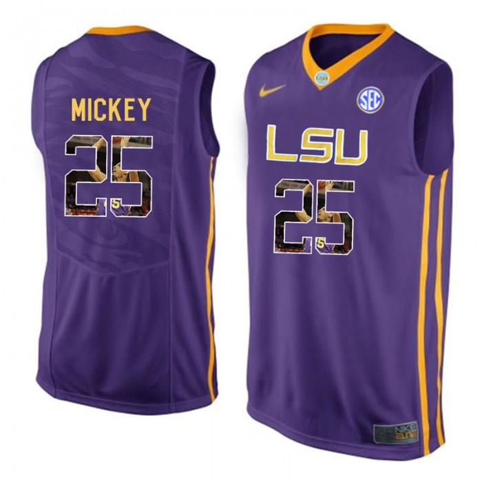 Male Jordan Mickey LSU Tigers Purple NCAA Player Pictorial Tank Top Basketball Jersey