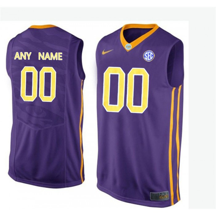 Male LSU Tigers Purple Authentic Name And Number Customized Basketball Jersey