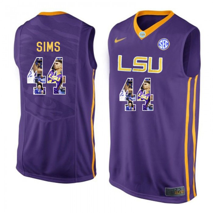 Male Wayde Sims LSU Tigers Purple NCAA Player Pictorial Tank Top Basketball Jersey