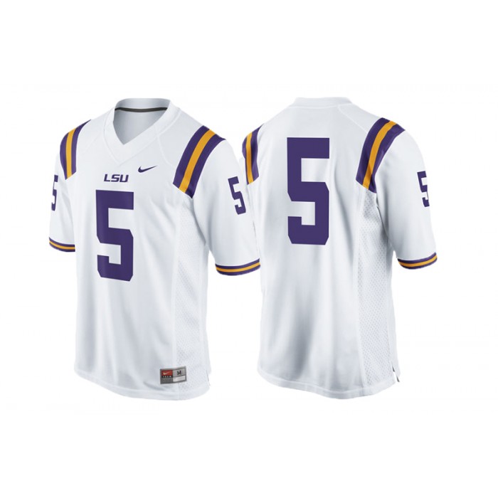 #5 Male LSU Tigers White College Football Game Performance Jersey