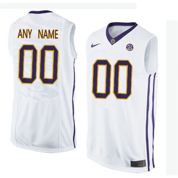 Male LSU Tigers #00 White College Basketball Team Performance Customized Jersey