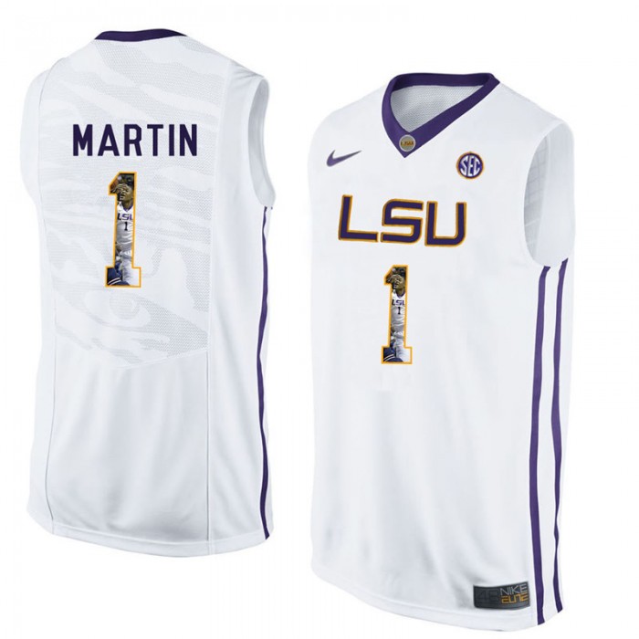 Male Jarell Martin LSU Tigers White NCAA Player Pictorial Tank Top Basketball Jersey