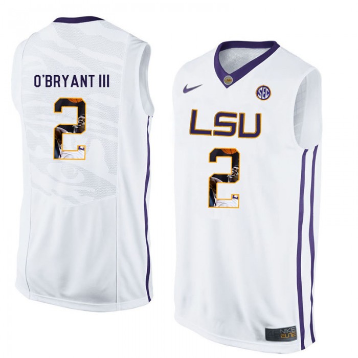 Male Johnny O'Bryant III LSU Tigers White NCAA Player Pictorial Tank Top Basketball Jersey