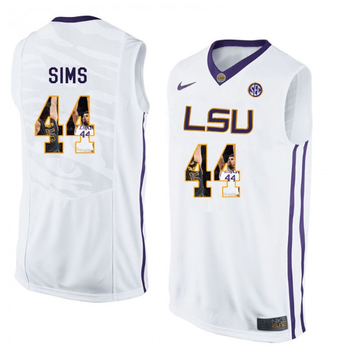 Male Wayde Sims LSU Tigers White NCAA Player Pictorial Tank Top Basketball Jersey