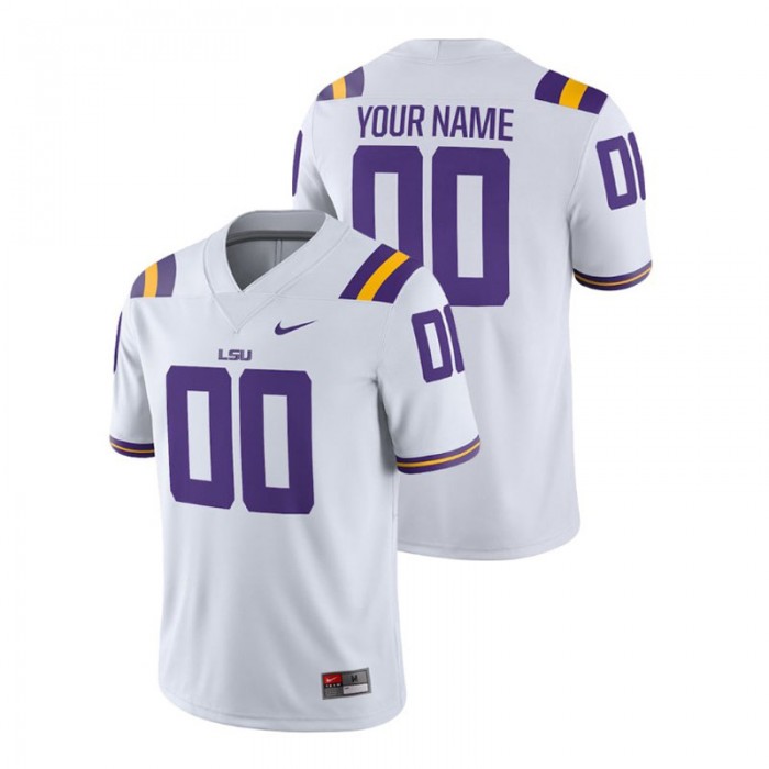 Custom For Men LSU Tigers White College Football 2018 Game Jersey