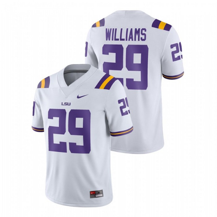 Greedy Williams For Men LSU Tigers White Game Football Jersey