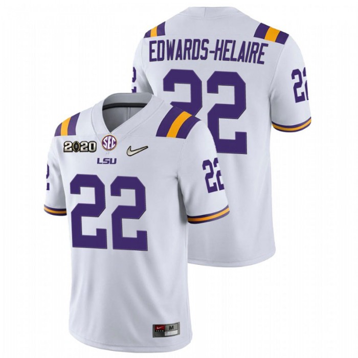 Clyde Edwards-Helaire LSU Tigers Game Football White Jersey For Men