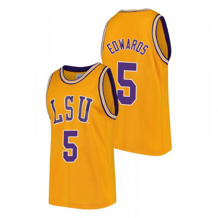 LSU Tigers College Basketball Gold Daryl Edwards Replica Jersey For Men