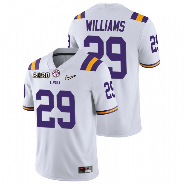 Greedy Williams LSU Tigers Game Football White Jersey For Men