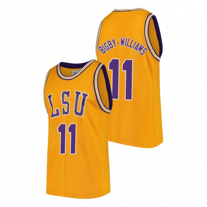 LSU Tigers College Basketball Gold Kavell Bigby-Williams Replica Jersey For Men