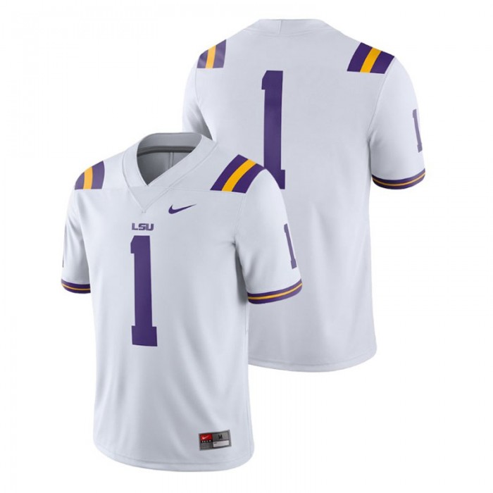 Men's LSU Tigers White College Football 2018 Game Jersey