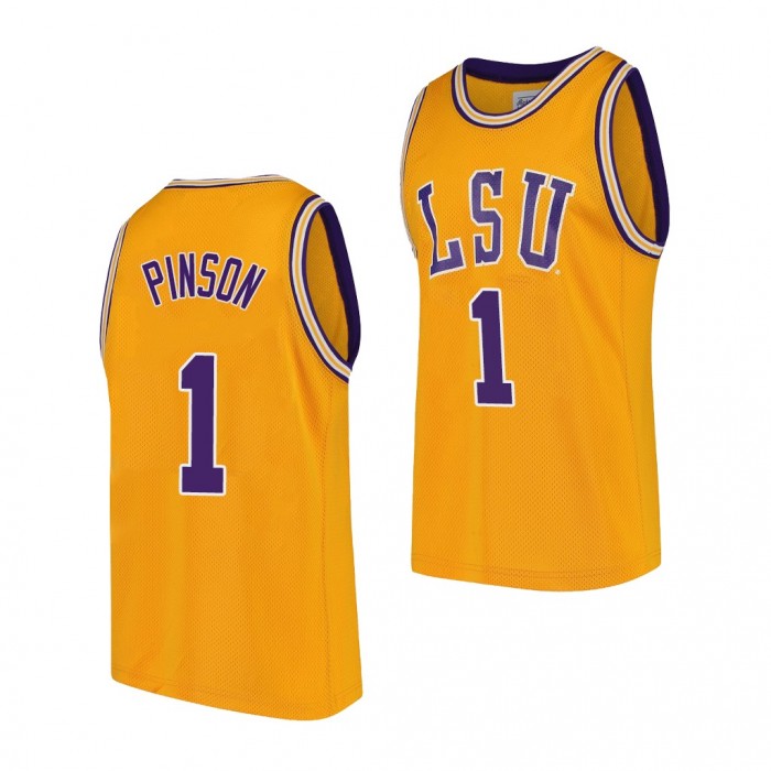 LSU Tigers Xavier Pinson College Basketball Uniform Gold #1 Jersey 2022