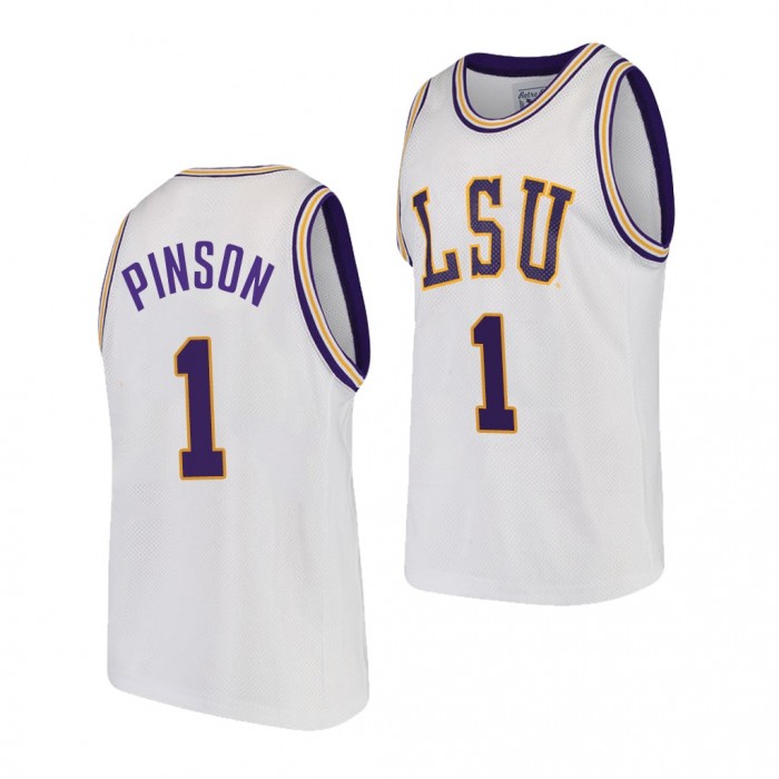 LSU Tigers Xavier Pinson College Basketball Uniform White #1 Jersey 2022