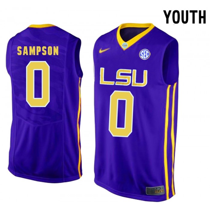 Youth Brandon Sampson LSU Tigers Purple NCAA Basketball Sporting Jersey