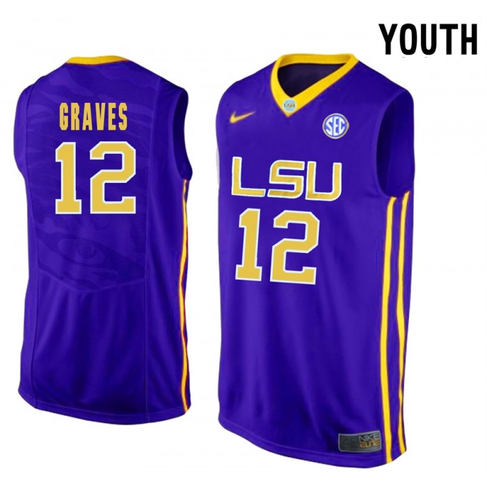 Youth Marshall Graves LSU Tigers Purple NCAA Basketball Sporting Jersey