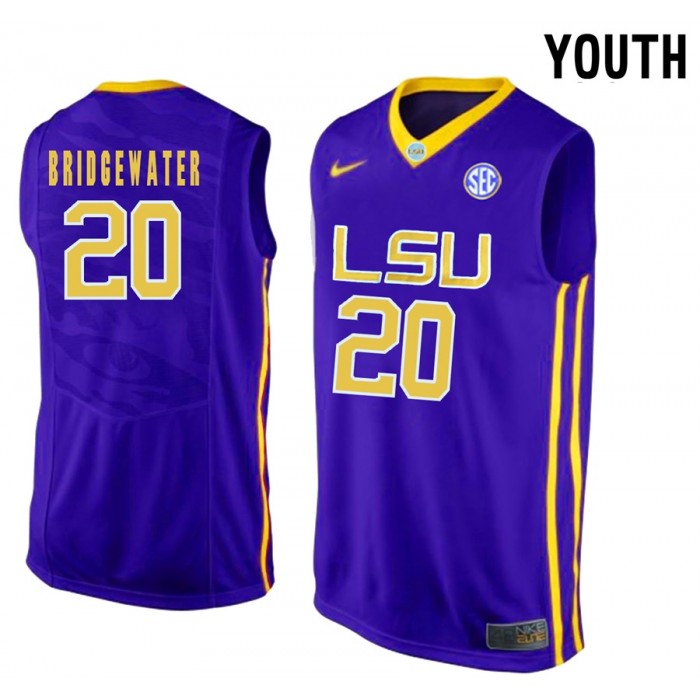 Youth Brian Bridgewater LSU Tigers Purple NCAA Basketball Sporting Jersey