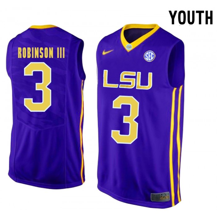 Youth Elbert Robinson III LSU Tigers Purple NCAA Basketball Sporting Jersey