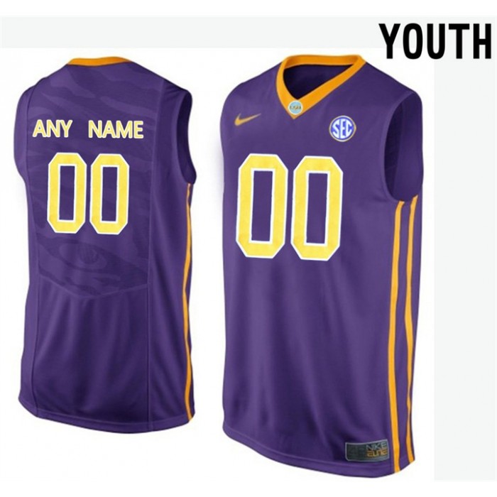 Youth LSU Tigers Purple Authentic Name And Number Customized Basketball Jersey