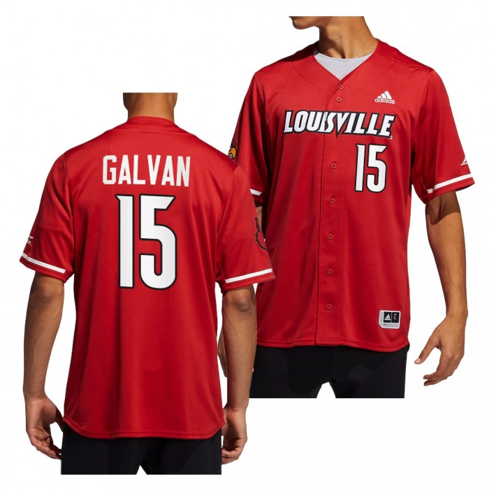 Louisville Cardinals Alex Galvan Button-Up Baseball Red #15 Jersey