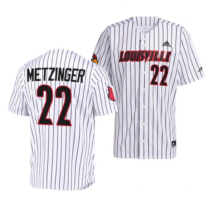 Ben Metzinger Louisville Cardinals #22 White College Baseball Pinstripe Jersey