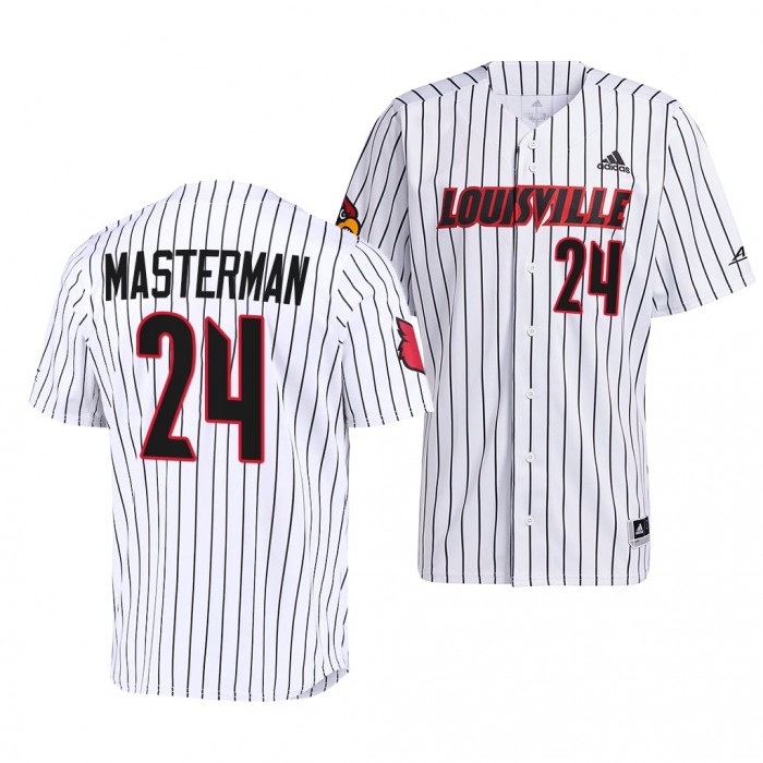 Cameron Masterman Louisville Cardinals #24 White College Baseball Pinstripe Jersey