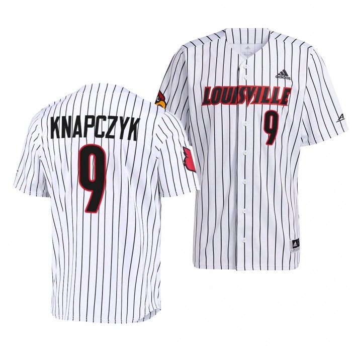 Christian Knapczyk Louisville Cardinals #9 White College Baseball Pinstripe Jersey