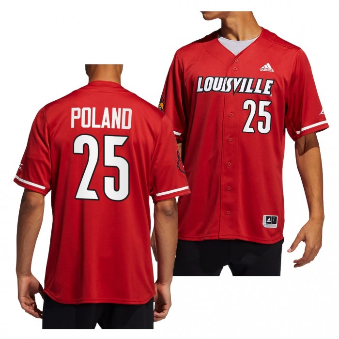 Louisville Cardinals Jared Poland Button-Up Baseball Red #25 Jersey