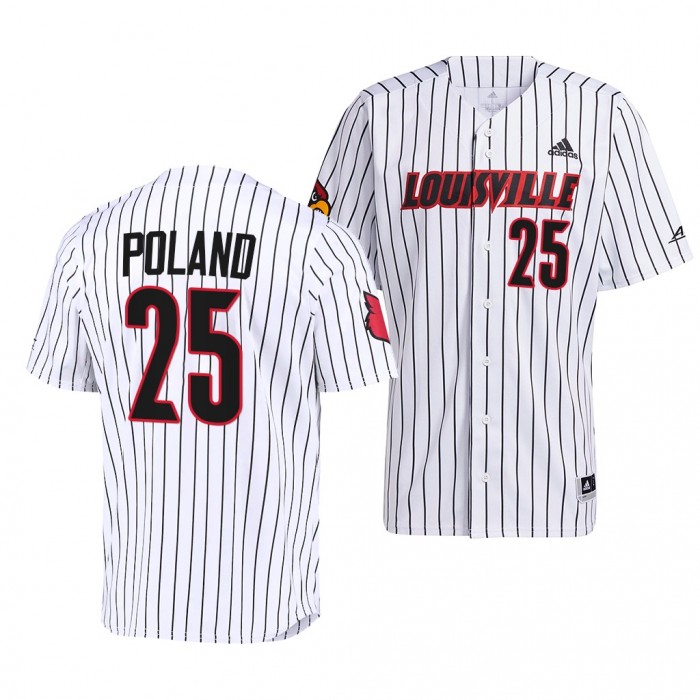 Jared Poland Louisville Cardinals #25 White College Baseball Pinstripe Jersey