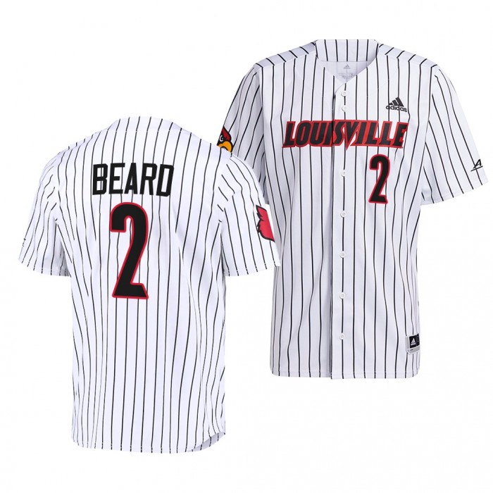 Logan Beard Louisville Cardinals #2 White College Baseball Pinstripe Jersey