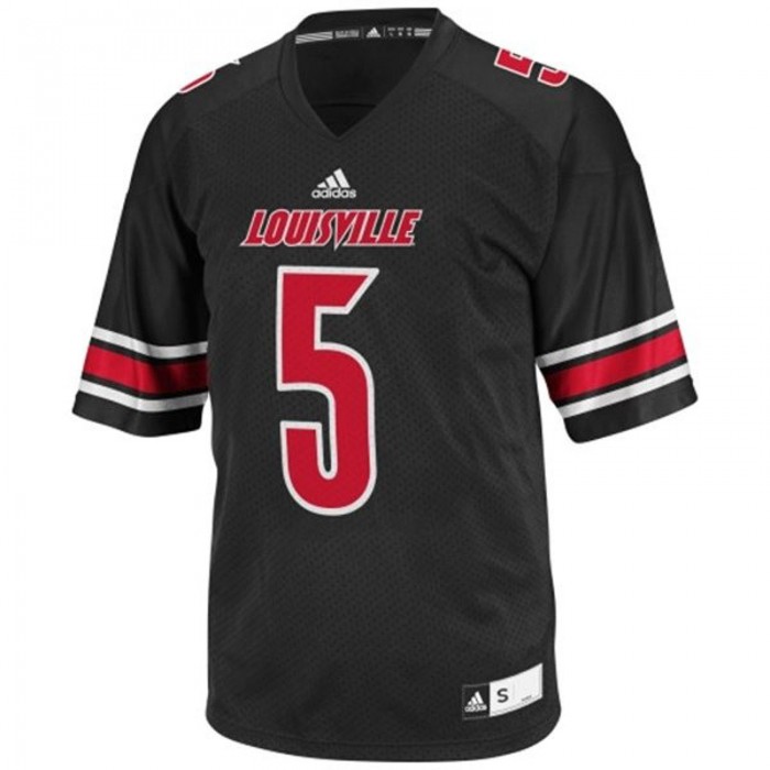 Louisville Cardinals #5 Teddy Bridgewater Black Football For Men Jersey