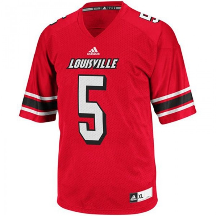 Louisville Cardinals #5 Teddy Bridgewater Red Football For Men Jersey