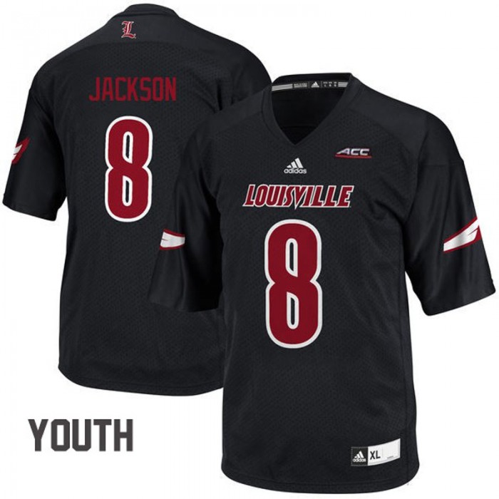 Louisville Cardinals #8 Lamar Jackson Black Football Youth Jersey