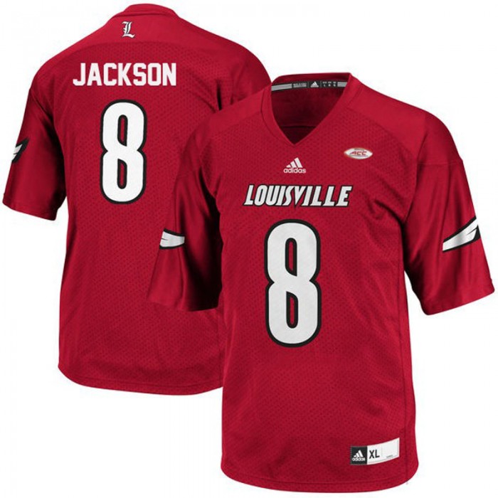 Louisville Cardinals #8 Lamar Jackson Red Football For Men Jersey