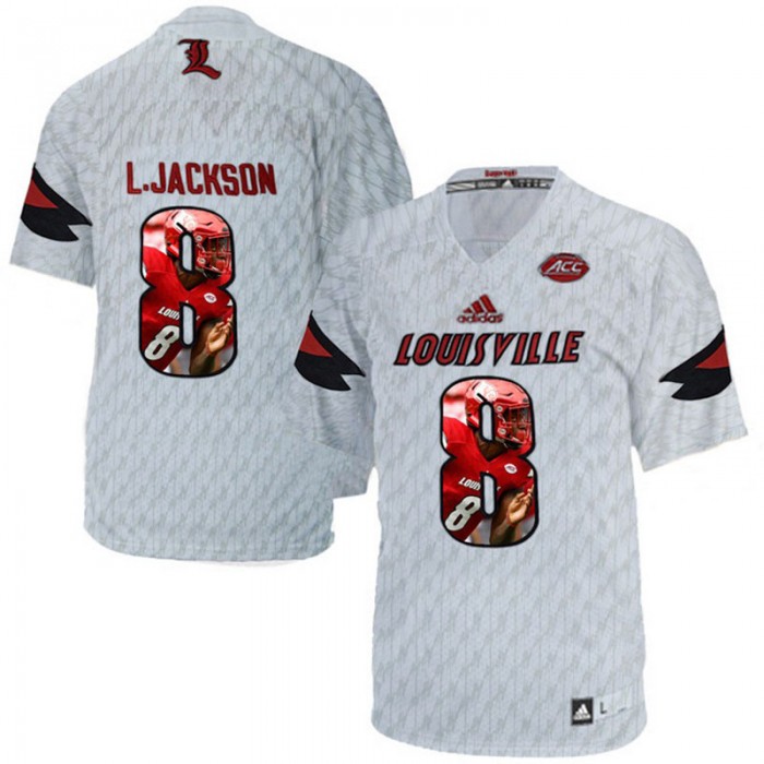 Louisville Cardinals Lamar Johnson White NCAA Football Premier Jersey Printing Player Portrait