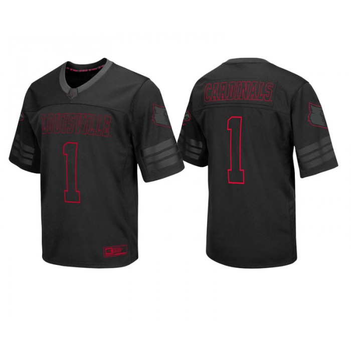 Louisville Cardinals #1 Male Black College Colosseum Blackout Football Jersey