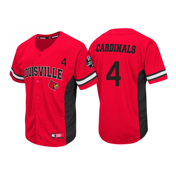 #4 Male Louisville Cardinals Red NCAA 2017 For Men World Series Baseball Jersey