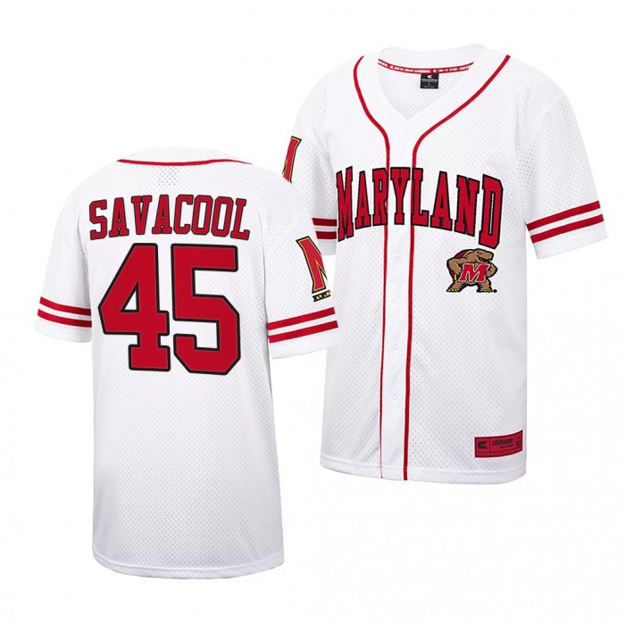 Maryland Terrapins Jason Savacool College Baseball Retro White #45 Jersey