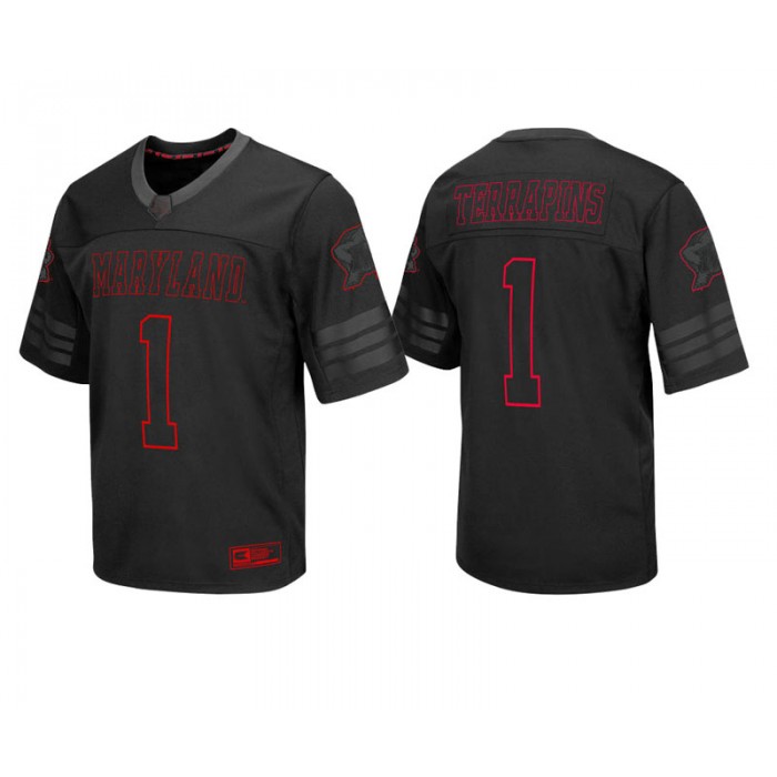 Maryland Terrapins #1 Male Black College Colosseum Blackout Football Jersey