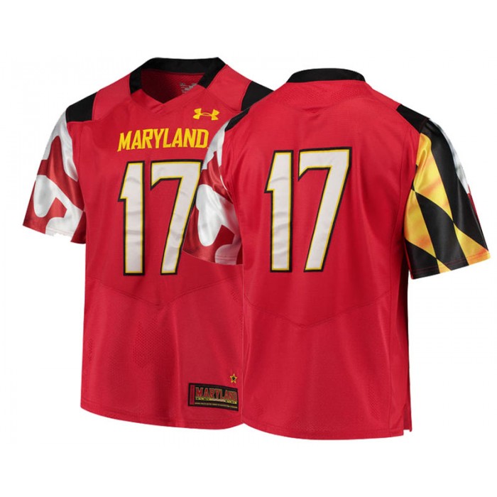 #17 Male Maryland Terrapins Red College Football Performance Jersey