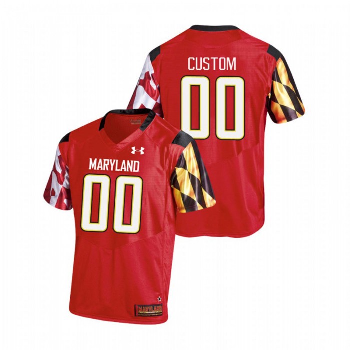 Custom For Men Maryland Terrapins Red College Football Replica Jersey