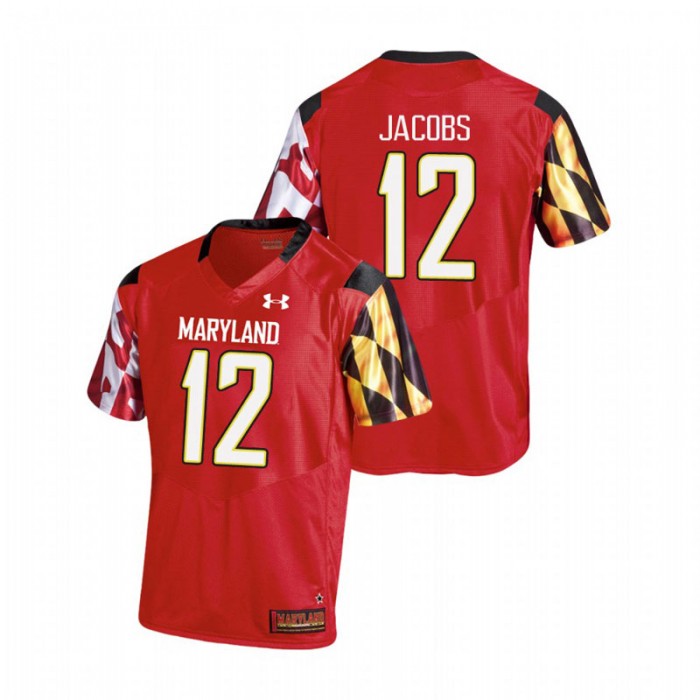 Taivon Jacobs For Men Maryland Terrapins Red College Football Replica Jersey